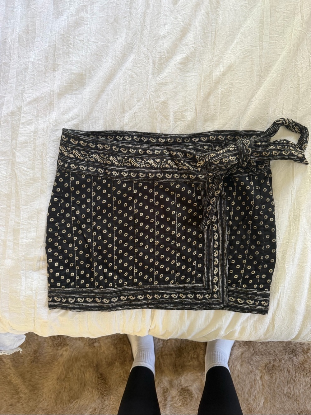 Isabel Marant Black Patterned Wrap Mini Skirt